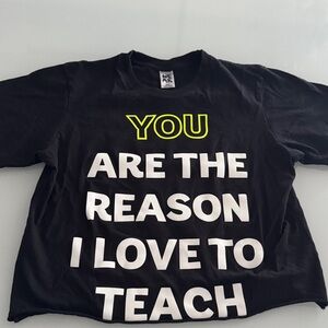 Zumba Fitness Black Tee with Bold White and Yellow Print